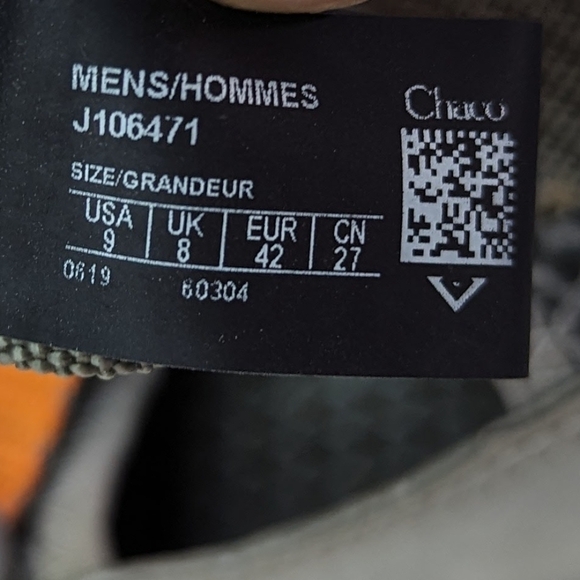 Chaco Sandal Mens Size 9 Gray Orange Shoe Sport Adjustable Odyssey - Picture 9 of 9